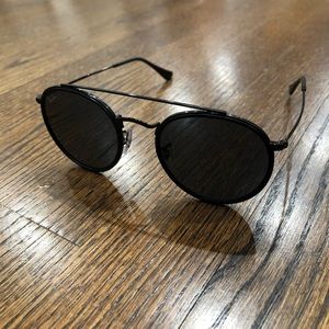 Ray-Ban Round Double Bridge Black Sunglasses